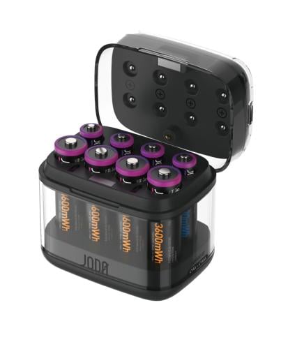 منصة بطاريات JODA HARBO - أسود JODA Harbo 8T 8 Pack 4*AA + 4*AAA Lithium Battery with Portable Charging Case BLACK - أسود ارتقِ بت...