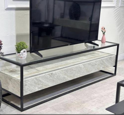 طاولة بلازما زجاج+بديل رخام