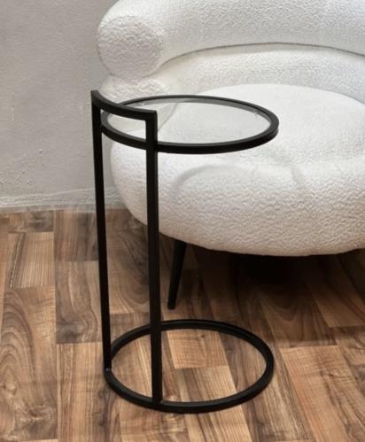 طاوله خدمه اسود زجاج شفاف