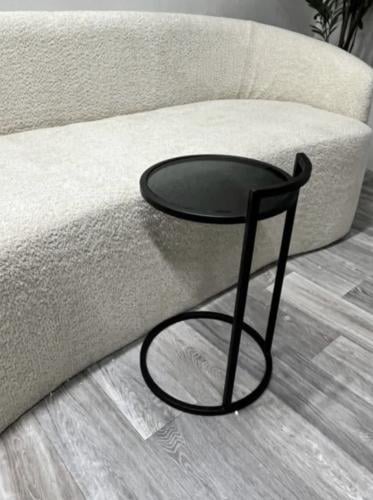 طاوله خدمه حديد اسود سطح زجاج اسود