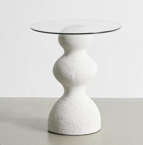 طاولة خدمه ابيض بسطح زجاج