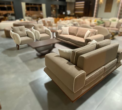 طقم كنب قماشي 7 مقاعد | بظهر قابل للتعديل