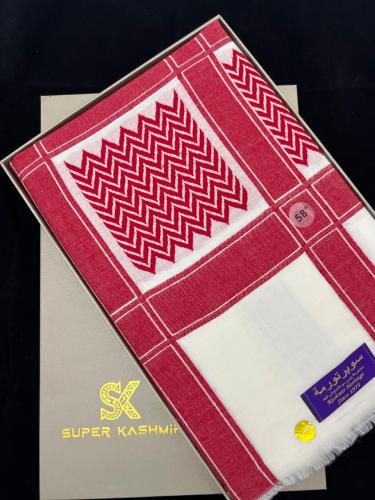 شال احمر سوبر كشميري