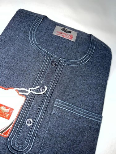 ثوب نوم فينوس دائري زرار مطرز كتان رجالي