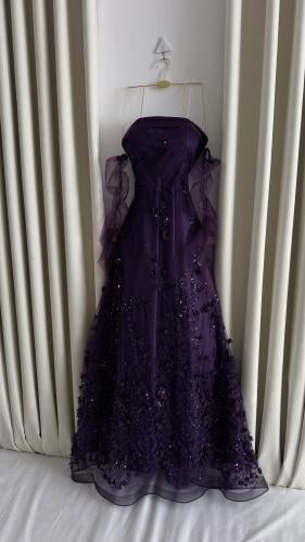 فستان تل مطرز