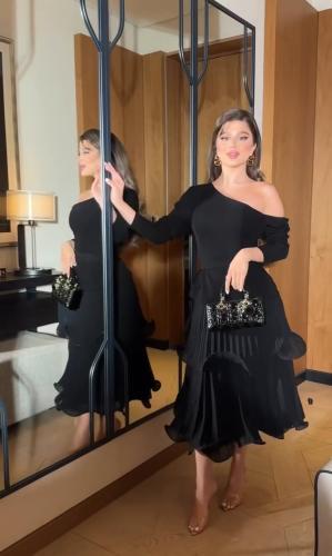 فستان سهره شيفون اسود