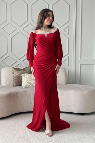 فستان احمر سهرة