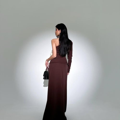 فستان جاكت بني