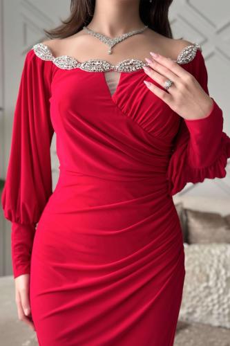 فستان احمر سهرة