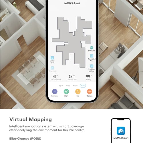 مكنسة روبوت ذكية وممسحة ارضيات تحكم جوال قوة 3000...