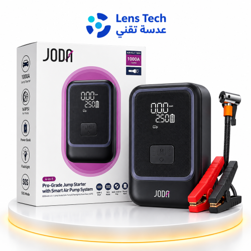 مشغل بطارية السيارة جودا 4 في 1 سعة 1000mAh – اشتراك سيارة، منفاخ إطارات، شاحن وإضاءة