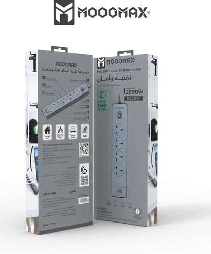 توصيلة كهربائية ذكية متعددة المنافذ من MOOGMAX – ق...