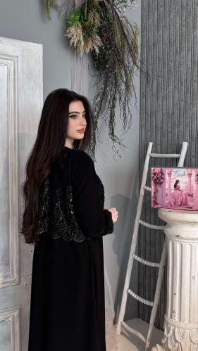 Jewel royal abaya with jacket cut and hand embroidery