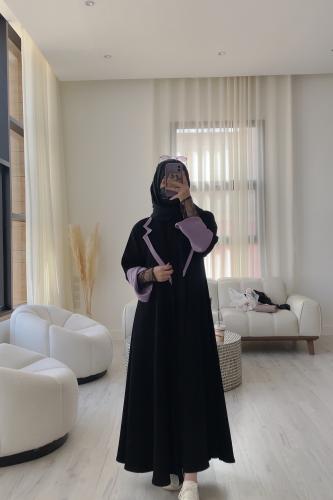 عباية كلوش مع تدخلية بنفسجي