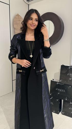 Black blazer with purple jacquard