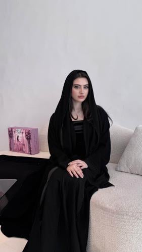 Royal moon abaya with chiffon pleats and crystal