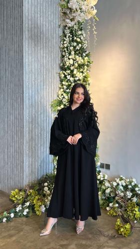 Black floral pattern abaya