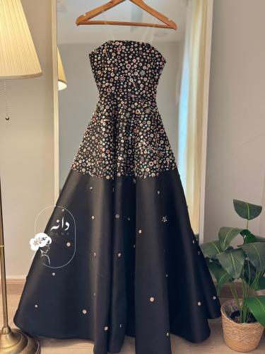 Black evening dress embroidered