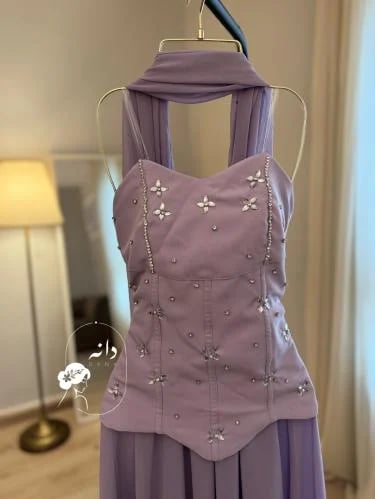 Evening dress color mauve corset