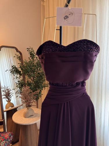 Evening dress purple top chiffon