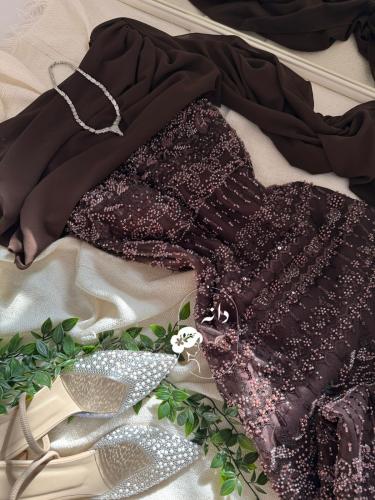Evening dress brown modest