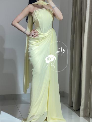 Lemon evening dress with corset