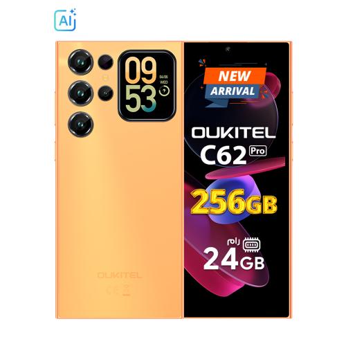 اوكيتل جوال C62 Pro ثنائي الشريحة بذاكرة رام 8+16 جيجابايت وذاكرة داخلية 256 جيجابايت يدعم 4G لون برتقالي