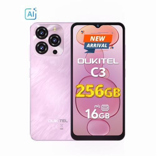 اوكيتل جوال C3 ثنائي الشريحة بذاكرة رام 4+12 جيجابايت وذاكرة داخلية 256 جيجابايت يدعم 4G لون زهري