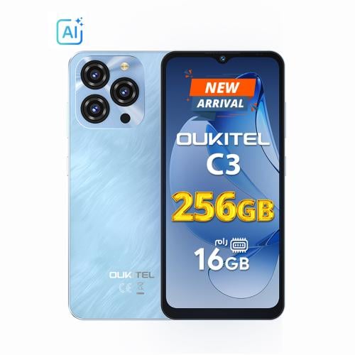 اوكيتل جوال C3 ثنائي الشريحة بذاكرة رام 4+12 جيجابايت وذاكرة داخلية 256 جيجابايت يدعم 4G لون ازرق