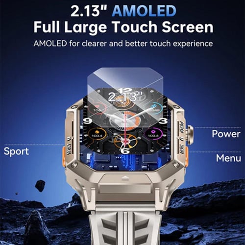 اوكيتل BT80 ساعة ذكية متينة شاشة AMOLED مقاس 2.13...