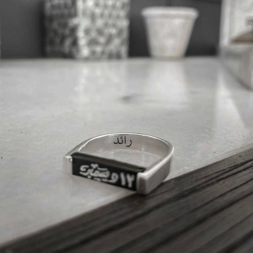 خاتم رجالي حجر ماربل طبيعي تصميم حسب الطلب