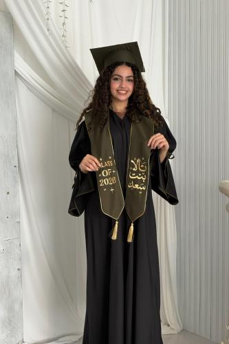 طقم عباية تخرج باللون (اسود X زيتي)