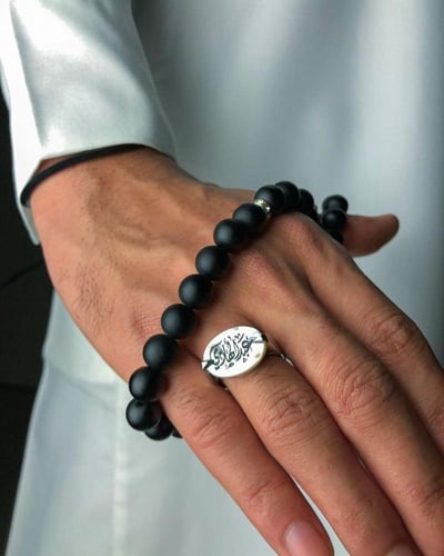 خاتم بالاسم صدف طبيعي