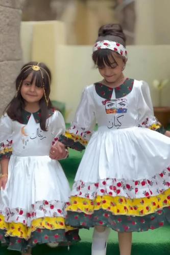 فستان شالكي رمضاني بناتي ابيض