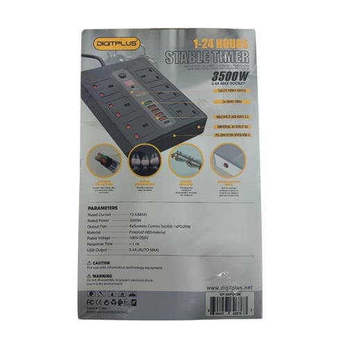 منصة كهربائية شاحن بيت 3M DigitPLuS-5.8A-PD+Smart-...