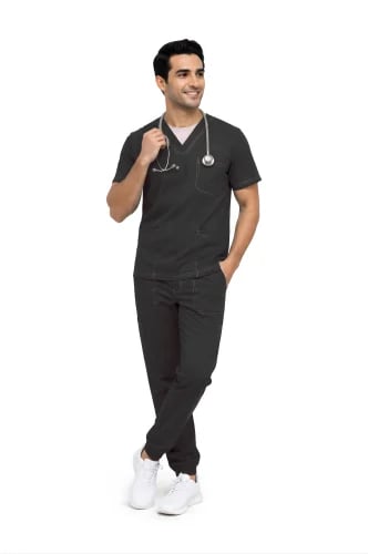 Essential medical scrub set - prominent stitching