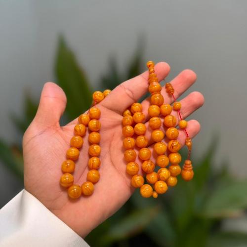 سبحة فاتوران أصفر غامق معرق