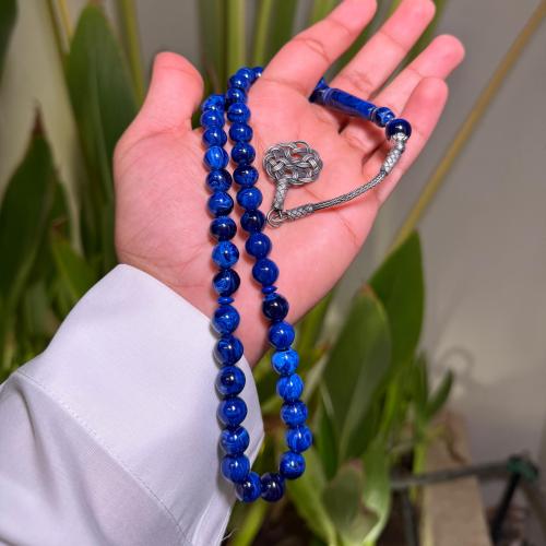 سبحة بكلايت كحلي مع طربزونه فضه