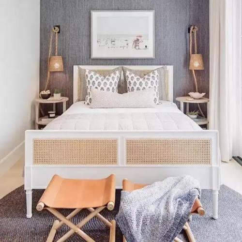 Elegant French-style wooden bed