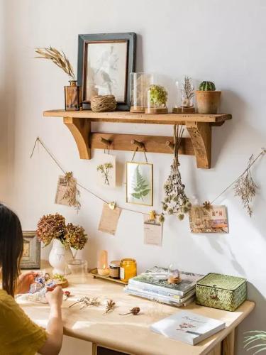 Rustic kitchen shelf for coffee corner