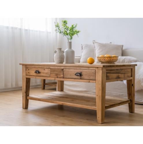 Wooden center table with multiple storage