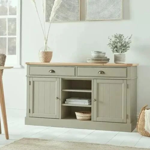 Wooden pine wardrobe with two drawers and shelves