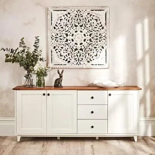 Wooden pine wardrobe with nine drawers
