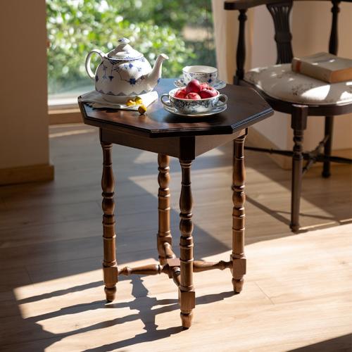 Side table octagonal natural wood