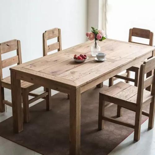 Rustic dining table made of pine wood