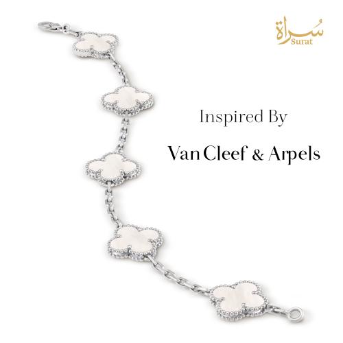 Classic flower design bracelet with five studded roses