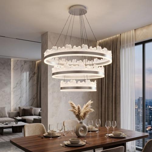 ثريا LED مودرن حلقات سحابية ثلاثية 80+60+40 سم – 1...