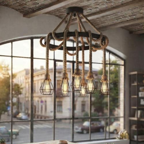 ثريا حبال 6 رؤوس بأقفاص معدنية