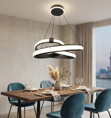 ثريا LED مودرن حلقة حلزونية أسود – 2672/1