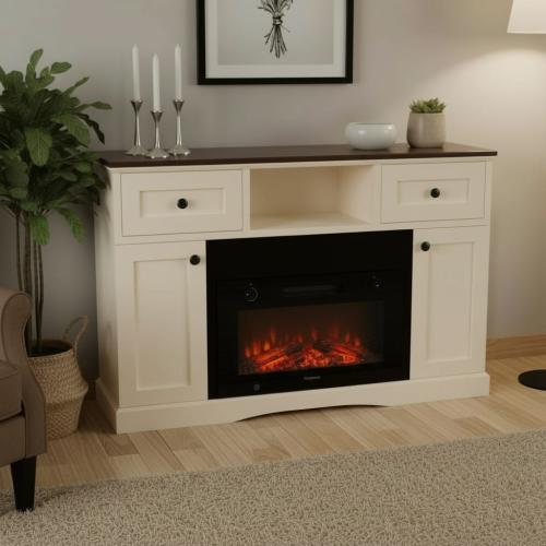 مدفأة خشبية بيضاء - تصميم دافئ وعصري